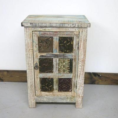 Indian Textile Print Block Nightstand