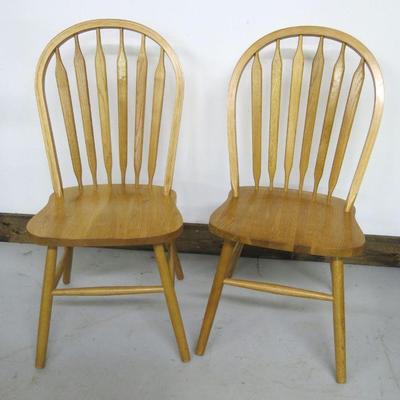 Honey Oak Windsor Cattail Chair Pair