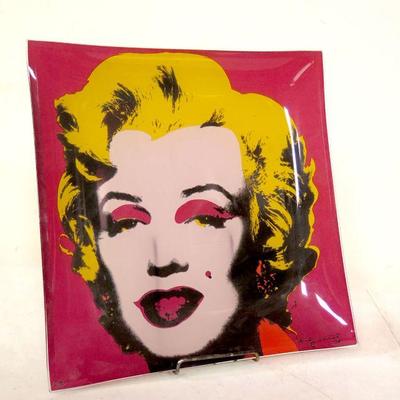 Andy Warhol Marilyn Monroe Red Glass Plate