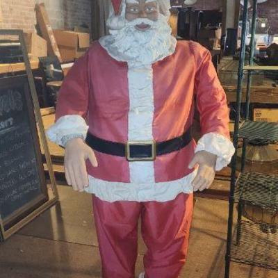 Lg vintage 1980s life size hard plastic standing santa statue