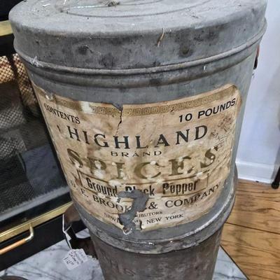 Antique 10lb black pepper tin