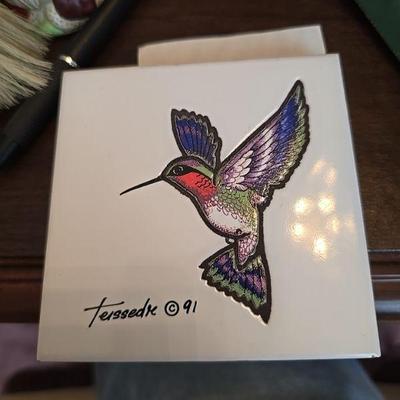 Hummingbird tile Signed