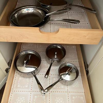 All clad pots and pans. 