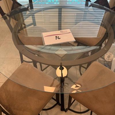 46 Inch Round Glass Table With Four Chairs