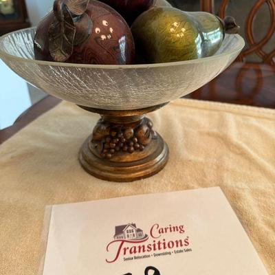 Glass Bowl With Decorative Fruit