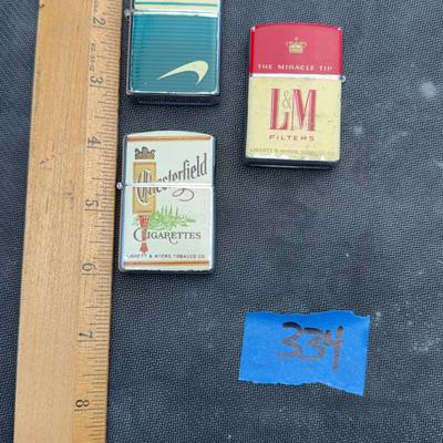 Lot Of Three Continental Cigarette Themed Lighters