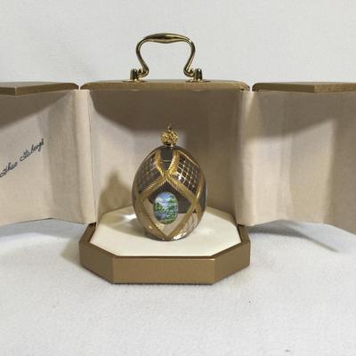 Faberge Crystal Egg In Case #409 Signed, Vintage