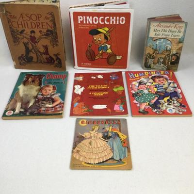 Assortment Of Classic Children’s Literature & Coloring Books, Vintage, 7 Pcs