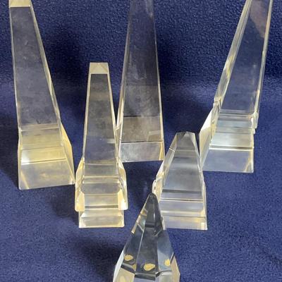 Crystal & Cut Glass Obelisks With Kusak, 6 Pcs