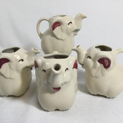 Shawnee Elephant Creamers, Vintage, 4 Pcs