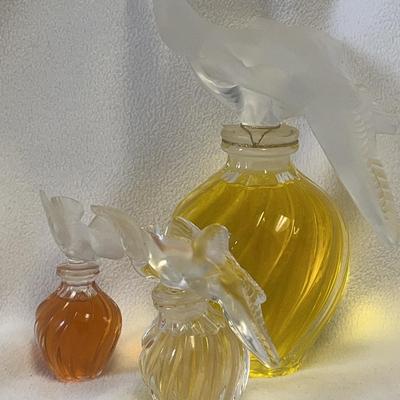 Nina Ricci Lalique L’air Du Temps Perfume Bottle And Factice Lot, 3 Pcs
