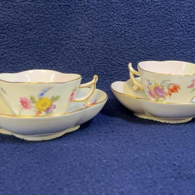 Meissen Tea For Two Demitasse Cups & Saucers