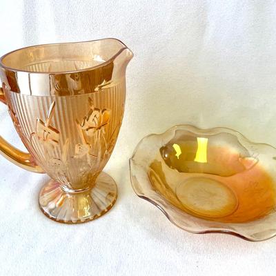 Jeanette Glass Pitcher And Bowl