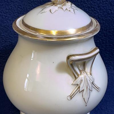Haviland Ironstone Sugar Bowl With Lid, Vintage