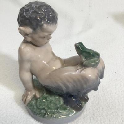 Royal Copenhagen Porcelain Faun Boy Satyr With Frog #1713