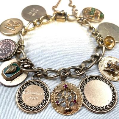 14K 10K And Gold Filled Charm Bracelet 