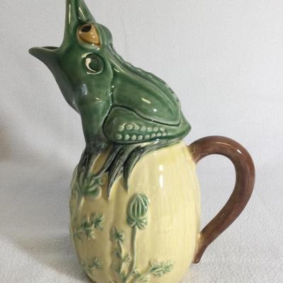 Bordallo Pinheiro Frog Pitcher, Portugal, Ceramic, Vintage