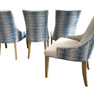 4 CUSTOM UPHOLSTERED DINING CHAIRS $800 

39"x20"x21". Seat Height 18".
