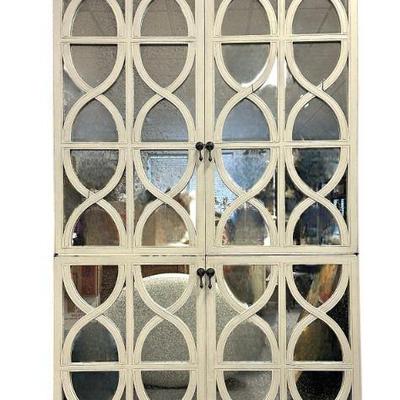 OLY STUDIO ELISABETH ANTIQUED MIRRORED CABINET $1750

Comes with 3 shelves. Measures 46.75”w x 24.5”d x 88.5”h. Has a few easily fixable...