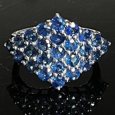 925 Sterling Silver 21 Blue Amethyst Ring
