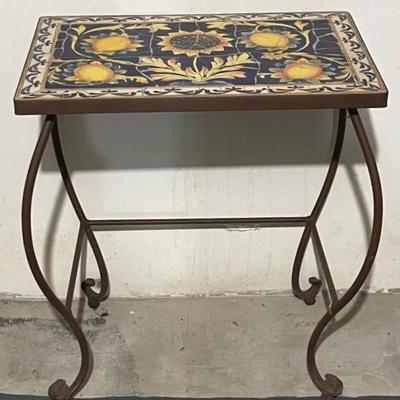Garden Side Table with Tile Top