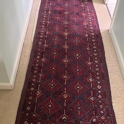 Afghani/Persian Hand Knotted Wool Runner, Vintage
