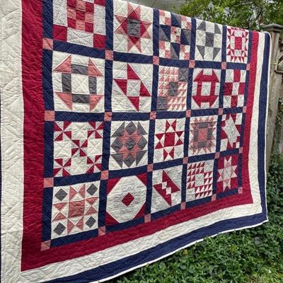 Hand Made Hand Quilted Sample Block Quilt 