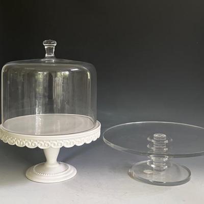 Plexiglas Cake Stand and Covered Porcelain Cake Stand