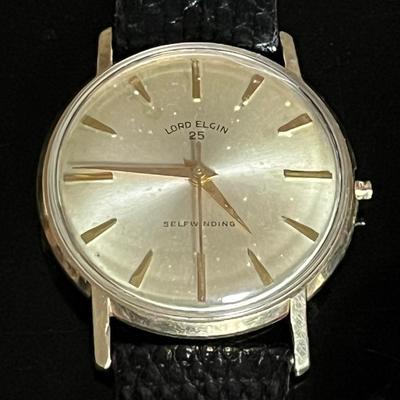 Lord Elgin 10K Yellow Gold Watch with Lizard Band