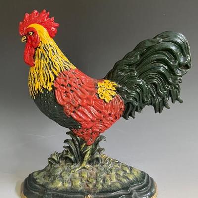Painted Iron Rooster Doorstop