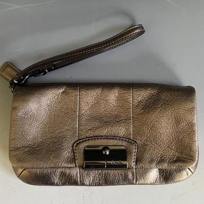 Coach Bronze Leather Wristlet 