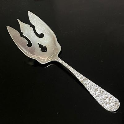 Stieff Sterling Silver Rose Repousse Salad Serving Fork