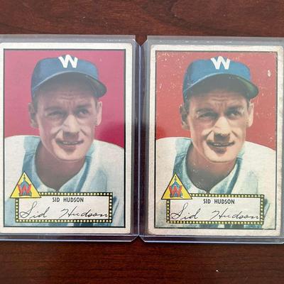 1952 Topps Baseball Card. Sid Hudson #60. Red Back and Black Back