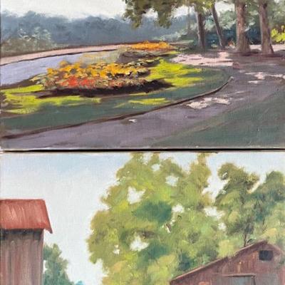 Larry Griggs Acrylic Landscape Paintings, One with Barn, Unsigned 