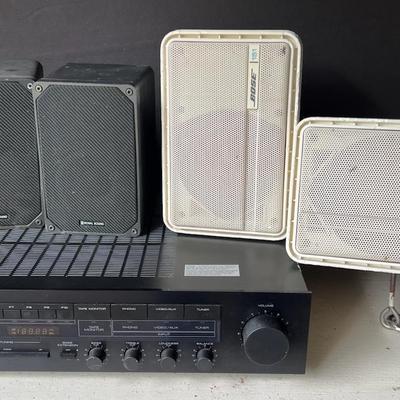 Yamaha R-50 Stereo Receiver With 4 Speakers, Bose 151 Indoor/Outdoor & Royal Sound