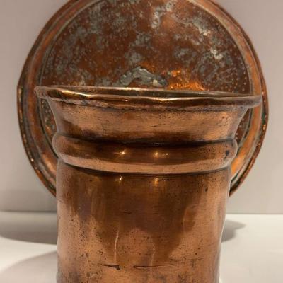 Antique Handmade Copper Pot And Copper Colander With Tin Wash Interior