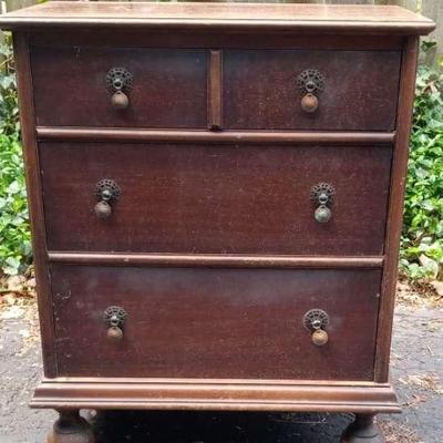 Antique 3 Drawer Side Table 