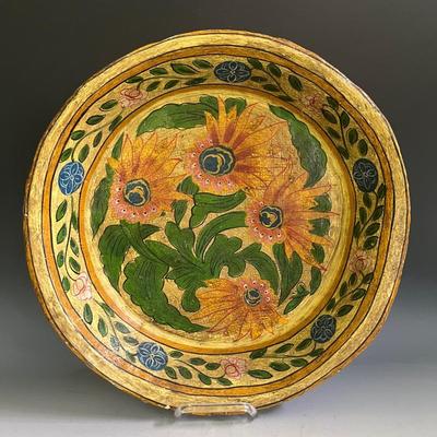 Hand Painted Paper Mache Bowl, Vintage 
