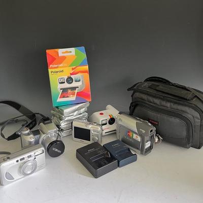 Digital and Film Cameras (5) with Canon, Nikon, Polaroid and Minolta