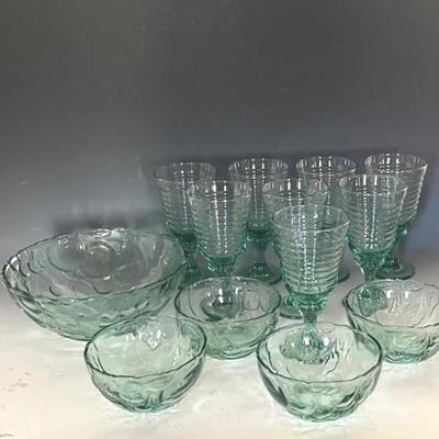 Green Glass Tableware and Barware