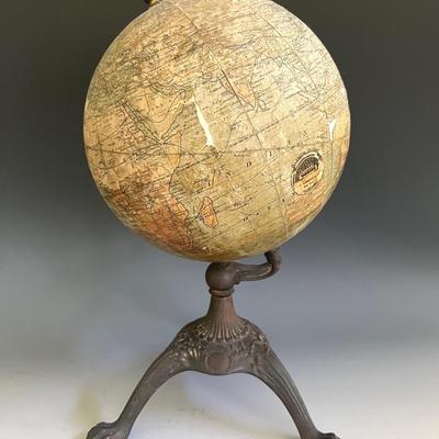 Early 20th Century S. Hammond Crest 8-In Terrestrial Globe on Iron Stand