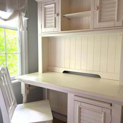Painted Desk with Hutch and Matching Chair