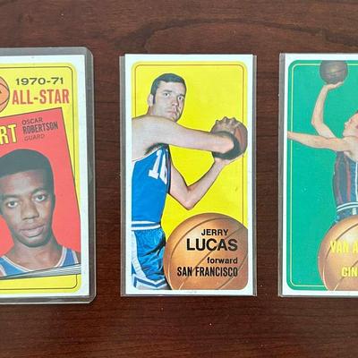 1970 Topps Basketball Cards. Jerry Lucas, Oscar Robertson, and Tom Van Arsdale
