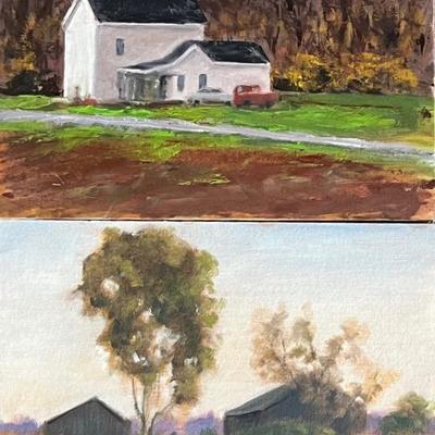Larry Griggs Acrylic Rural Landscape Paintings, Unsigned 