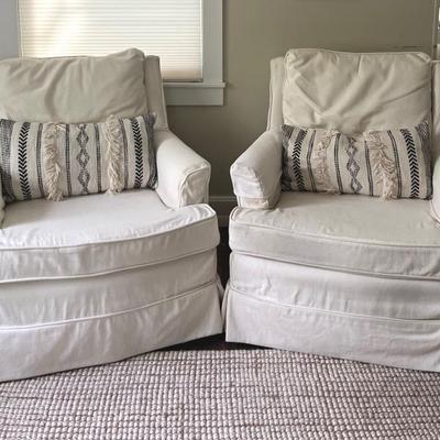 Vanguard Club Chairs in Cotton Duck Slipcovers 