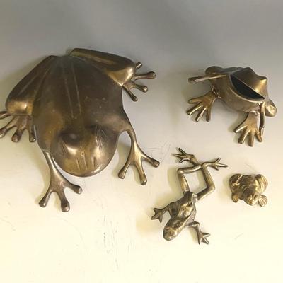 Brass Frogs (4), Vintage 