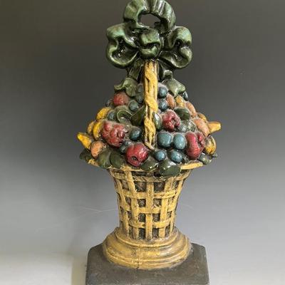 Painted Iron Fruit Basket Doorstop
