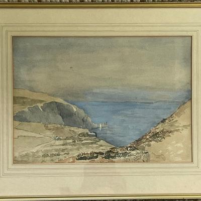 1892 Original English Watercolor “The Needles From Alum Bay”