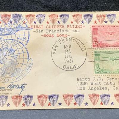 1934 First Flight Cover San Francisco to Hong Kong
