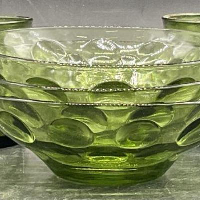 Lot 5 Green Glass Dishes & Vessels, DANSK DESIGNS+
